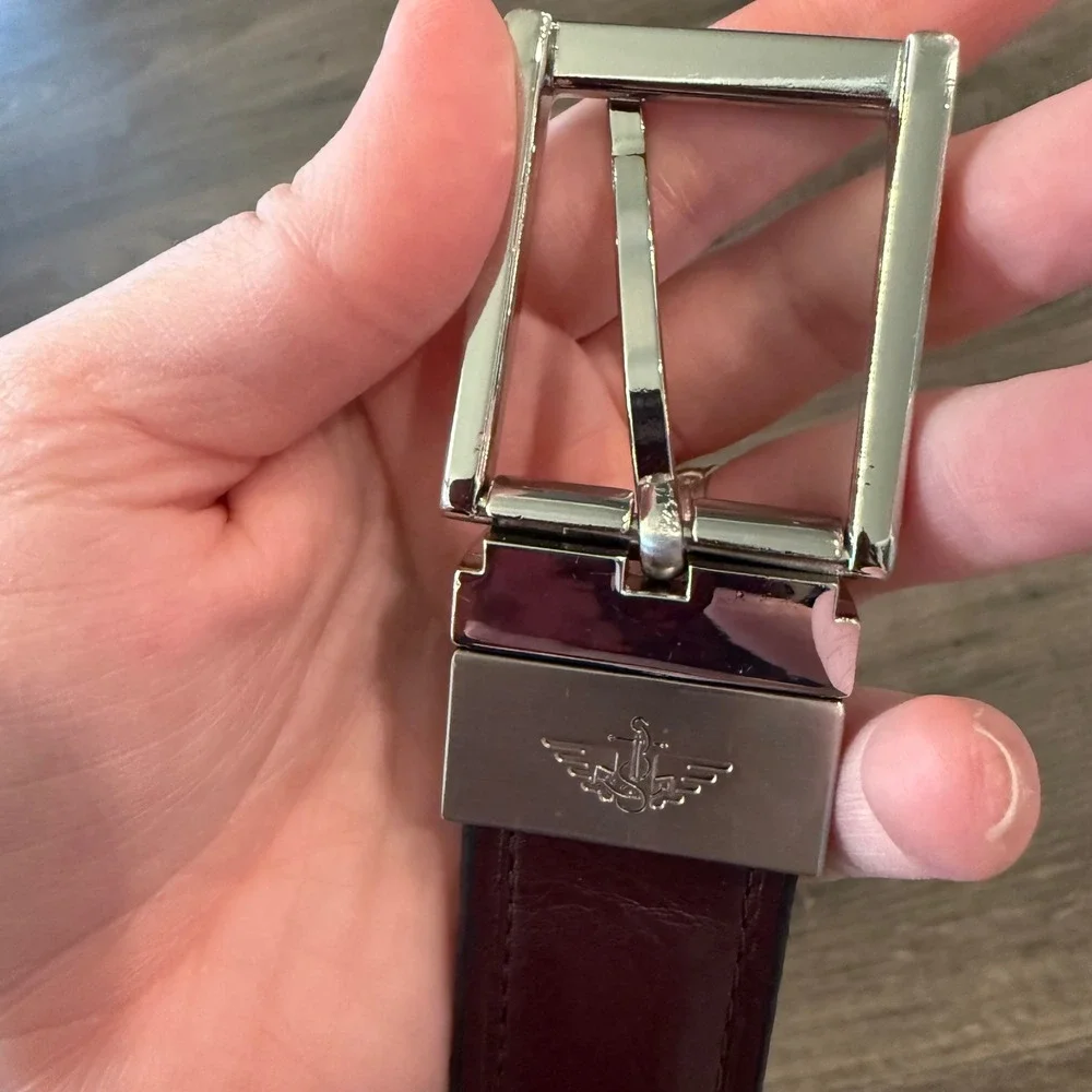 Dockers Reversible Belt Mens MD 26-28 Brown Black Silver Buckle 12DK0114